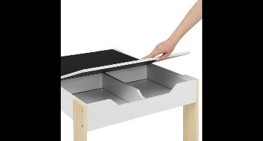 Kindertafel - Kindertafel en Stoelen Set - Kindertafel en Stoelen Set – Kindermeubilair met Opbergruimte – Tekentafel & Studie Bureau – Voor Kids & Kleuterschool – 81,5x48x60,5 cm – Wit & Lichte Eik