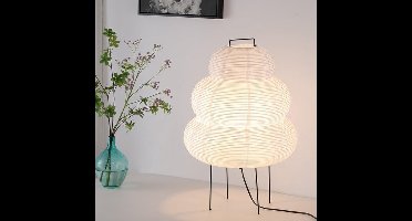 Vloerlamp in rijstpapierstijl - Japanse vloerlamp met rijstpapieren lampenkap om een ​​warme en uitnodigende sfeer te creëren in elke kamer (wolkenpatroon).