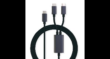 ROLINE USB type C split oplaadkabel, C - 2x C, M/M, max. 100W, zwart, 1,85 m