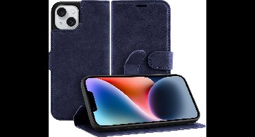Just in Case hoesje geschikt voor iPhone 14 Hoesje met Pasjeshouder - Premium Bookcase - Blauw