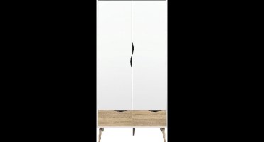 Giga Living Kledingkast Oslo - Wit/Naturel - 100x200x60cm