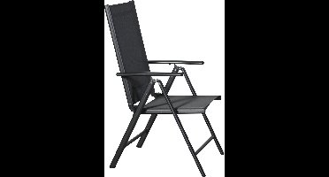 Kelly 1 x tuinstoel, verstelbare rug, 7 posities, zwart/grijs.