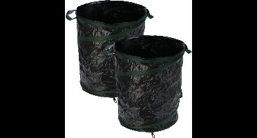 Progarden Tuinafvalzak - 2x - opvouwbaar - rond - antraciet - 155 liter - bladeren opruimen