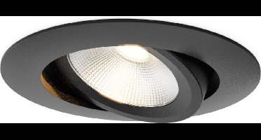 HOFTRONIC Lugo LED inbouwspot kantelbaar – 5 watt 450 lumen 2700K warm wit – dimbaar – aluminium zwart – IP65 – badkamer inbouw spot buiten plafond dimbare led spots