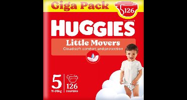 Huggies® Little Movers baby luiers, Maat 5 (11 tot 25 kg), 126 luiers met Disney© designs, Giga pack