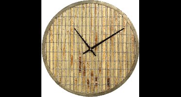 PTMD Ferine Ronde Wandklok - 56,5x4,5x56,5 cm - Metaal/Rotan - Bruin