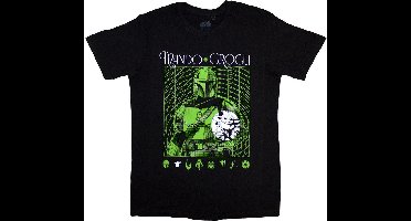 Disney Star Wars - The Mandalorian Mando & Grogu Neon Heren T-shirt - XL - Zwart