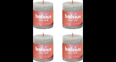 Bolsius Stompkaarsen Shine 4 st rustiek 80x68 mm zandgrijs