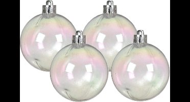 Decoris kerstballen - 8x stuks - 10 cm - transparant parelmoer -kunststof -kerstversiering