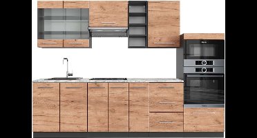 Vicco Fame-Line Complete keukeneenheid – 280 cm, WB Marmer Eik goud/antraciet