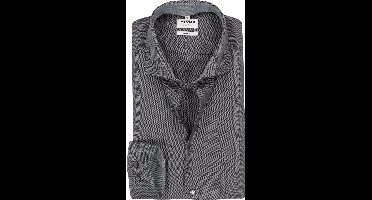 OLYMP Level 5 body fit overhemd - antraciet grijs structuur (contrast) - Strijkvriendelijk - Boordmaat: 46