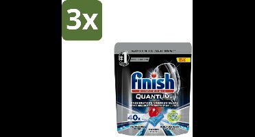 Finish – Vaatwastabletten – Quantum Ultimate Ontvetter – 40 Capsules - Bulkverpakking - 3 stuks