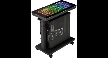 Verstelbare PC-Standaard met Muziekdetectie en LED-Verlichting - Stevige PC Trolley op Zwenkwielen