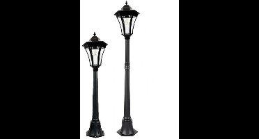 Solar tuinverlichting - Lantaarnpaal 'Sheffield' - 145 cm - Lantaarn met schemer- en bewegingssensor - Tuinverlichting met sensor - Lantaarnpaal voor buiten - Buitenlamp op zonne-energie - Zwart