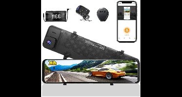 Achteruitkijkspiegel met Dashcam – Auto Camera – Spiegelcamera – Achteruitrijcamera – 4K Scherm – 12 Inch Ultra Helder – Nachtzicht – GPS Tracking