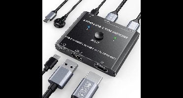 4K USB Type C KVM Switch voor 2 Laptops met HDMI-uitgang en Bedrade Afstandsbediening