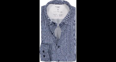 OLYMP 24/7 Level 5 body fit overhemd - tricot - marine blauw dessin - Strijkvriendelijk - Boordmaat: 45