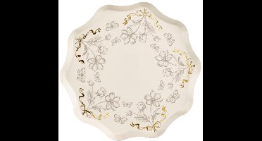 6 Romantische Silence Borden met Golfrand 20 cm