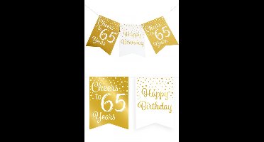Vlaggenlijn vaandel goud/wit 65 jaar