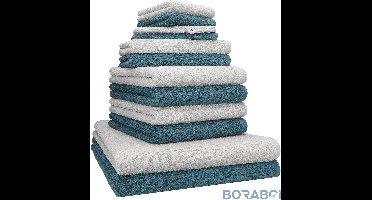 Handdoekenset - 12-delig - Zilvergrijs;Duifblauw - 100% Katoen