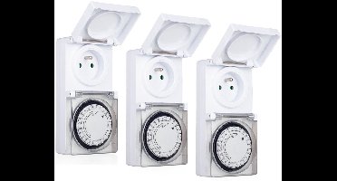 Benson Programmeerbare Tijdklok - 3x - 24-uurs - IP44 - tijdschakelaar stekkerdoos - voor binnen/buiten