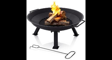 Vuurschaal met Handgrepen met Pook 56 cm - Vuurkorf - Tuinhaard - voor Buiten - Tuin - Terras