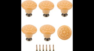 Oneay Set van 6 vintage-stijl keramische ladeknoppen met schroeven voor kasten, lades en doe-het-zelfprojecten.