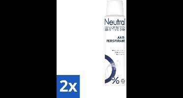 2 x Neutral - Deodorant Spray - Anti-perspirant - Gevoelige Huid - 0% Kleurstof, Parfum & Alcohol - 150 ml - Neutral Anti-transpirant - 0% Parfum - 0% Kleurstof - 0% Alcohol - Gevoelige Huid