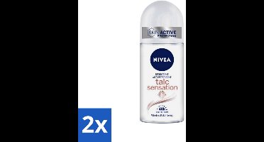 2 x Nivea - Deo Roll-On - Talc Sensation - Anti-Transpirant - 50 ml - Anti-transpirant - Deodorant Roller - 48 Uur Bescherming - Talc Sensation - Kaolien