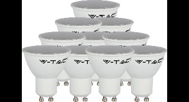 V-TAC VT-1975-N LED Spotlight - GU10 - Milky Cover Base - IP20 - Warm Wit - 4,5W - 3000K - SMD - Rond - 50 x 56,5mm - Set van 10