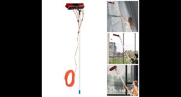 Watergevoede Telescopische Staalborstel – Ramenreiniger – Zonnepanelenborstel – Gevelborstel – Schoonmaaksteel – Verstelbare 180° Borstelkop – 7,4 Meter Lengte Met 20 Meter Waterslang – Veilig En Ergonomisch