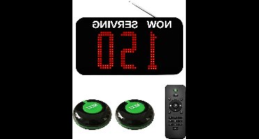 Draadloos Bellersysteem – Oproepsysteem – Wachtrijbeheer – Queue Management – Nummerdisplay – 2-Cijferig LED-Display – Bereik Tot 500 Meter