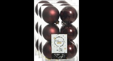 Decoris Kerstballen - 36x stuks - kunststof - mahonie bruin - 6 cm