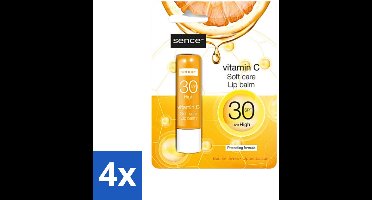 4 x Sence - Soft Care Vitamin C - Lippenbalsem - Hydraterend - 4,3 g - Vitamine C Lippenbalsem - Hydraterende Lippenbalsem - Verzorgde Lippen - Droge Lippen Herstel - Lippenbescherming