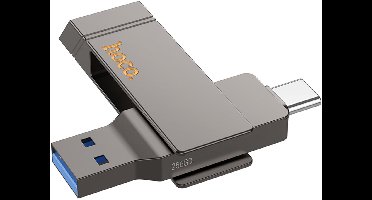 Hoco Razendsnelle 2-in-1 USB Stick 256GB - USB-C & High-Speed USB 3.0 Flash Drive - 2 in 1 Geheugen Stick Geschikt voor Telefoon, PC, Laptop, Tablet - Stevige Zinklegering Memory Stick Opslag