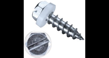 GOEBEL® - 500 x Zeskant plaatschroeven (Ø x L) 4,2 x 19 mm RVS V2A / A2 (AISI 304/02) GOEBEL zilver GL met PA (Polyamide) Ring DIN7976 / ISO1479 - Schroeven - 2040242190