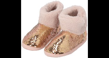 Apollo kindersloffen - pailletten - roze - pantoffels - met antislip - voor kinderen 33-34