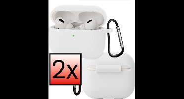 Hoes - Geschikt voor Apple Airpods Pro 3 - Siliconen Hoesje met Clip - Silicone Case Cover - Wit