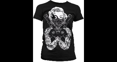 Marilyn Monroe Damen Gangsta Pose Girly T-Shirt AB-5-17543-L134 Black-S