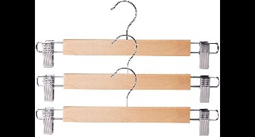 Storage Solutions broeken/rokken kledinghangers - set 3x stuks - naturel hout - 33 cm - Kledingkast hangers/kleerhangers/broekhangers
