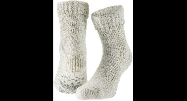 Apollo huissokken/slofsokken - Anti-slip - schapenwol - volwassenen - lichtgrijs - warme wintersokken 35-38