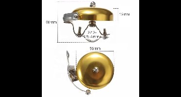 Universele fietsbel - retro look - 1 stuk - goudlook - metaal - 55 mm