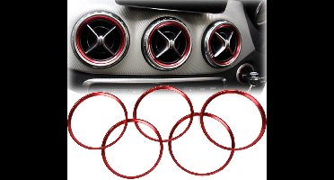 Allecto plus - 5-delige set luchtuitlaat decoratieve ringen voor Mercedes Benz A-klasse W176 - Zwart, Roestvrij staal