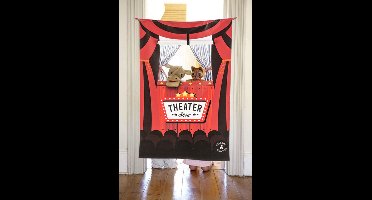 Asir ophangbare poppenkast – poppentheater – deurspel – rood – 137 x 77 cm