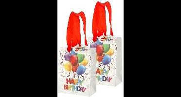 Cepewa verjaardag giftbags/cadeau tasjes - 6x - happy birthday - ballonnen - 11 x 14 x 6 cm
