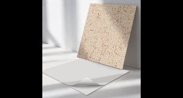 Wallfluent Vinyl Wandpaneel - Golvend lijnpatroon Zelfklevend Muurpaneel - 50 cm x 50 cm - Beige Vinyl Wandpaneel - Verpakking van 4 stuks - Vierkant Wandbekleding Vinyl - Texturen Wandpaneel - Vinyl Wandbekleding - Wandpaneel Keuken en Badkamer