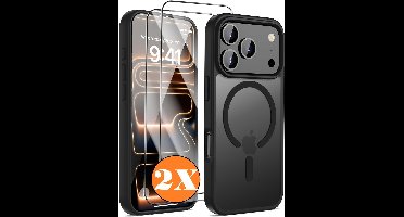 Ntech Hoesje magsafe Geschikt voor iPhone 17 Pro Max Hoesje – Hybrid Bumper hoesje Mat Zwart - Met iPhone 17 Pro Max scrennprotector