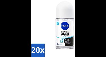 20 x Nivea - Deodorant - Roller - Black & White Invisible Pure - 50 ml - NIVEA Deodorant Roller - Anti-transpirant - 48 Uur Bescherming - Geen Vlekken Op Kleding - Zwart En Wit