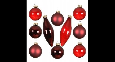 Bordeaux Glazen Kerstballen Spleten Mix 10 Stuks
