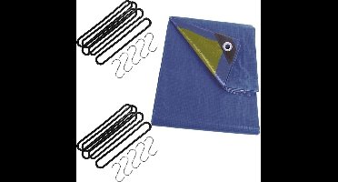 FX Tools - Afdekzeil blauw 2 x 3 meter met 10x spanrubbers en S-haken